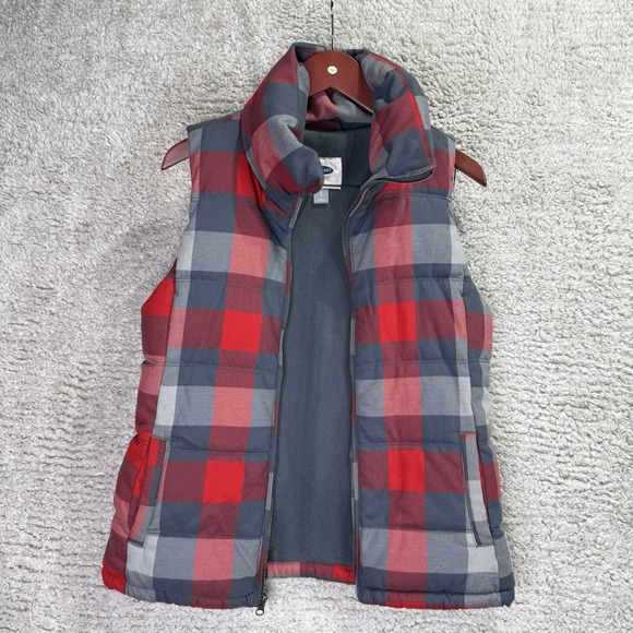 Oldnavy Puffer Best Women's S Red Quilted Plaid‎ Frost Free - Picture 2 of 9